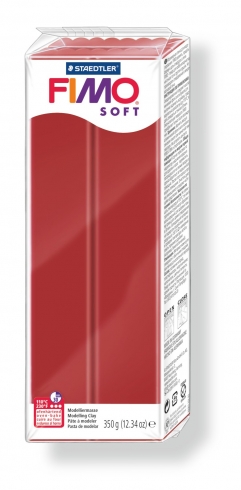 Fimo Soft Knete in weihnachtsrot, Modelliermasse 350g Großblock Fimo Soft Knete in weihnachtsrot, Modelliermasse 350g Großblock