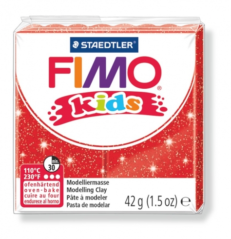 FIMO Kids Knete - glitter rot, Modelliermasse 42g