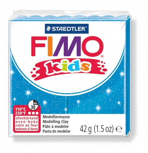 FIMO Kids Knete - glitter blau, Modelliermasse 42g