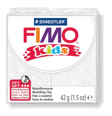 FIMO Kids Knete - glitter silber, Modelliermasse 42g