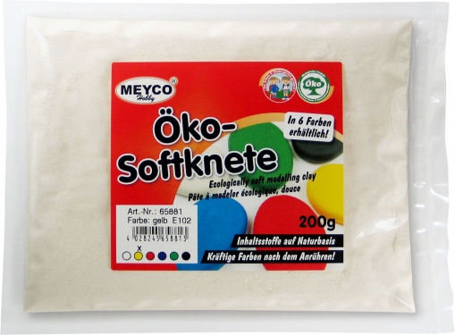 Öko-Softknete in gelb, ökologische Knetepulver, 200g Beutel Öko-Softknete in gelb, ökologische Knetepulver, 200g Beutel