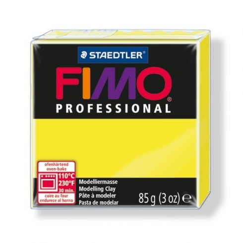 Fimo Professional Knete in zitronengelb, Modelliermasse 85g Normalblock