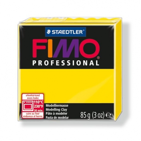 Fimo Professional Knete in reingelb, Modelliermasse 85g Normalblock