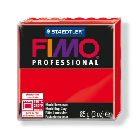 Fimo Professional Knete in reinrot, Modelliermasse 85g Normalblock