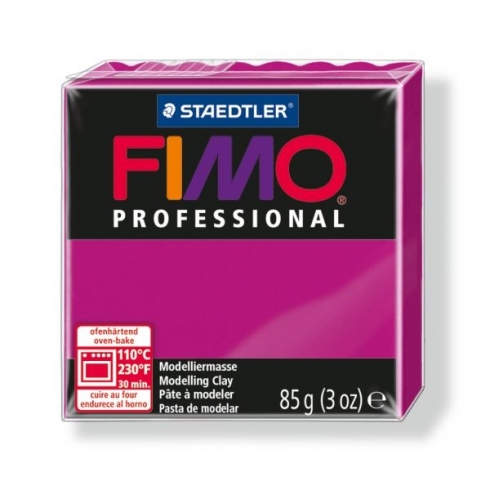 Fimo Professional Knete in reinmagenta, Modelliermasse 85g Normalblock