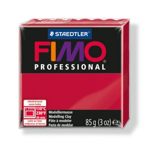 Fimo Professional Knete in karmin, Modelliermasse 85g Normalblock