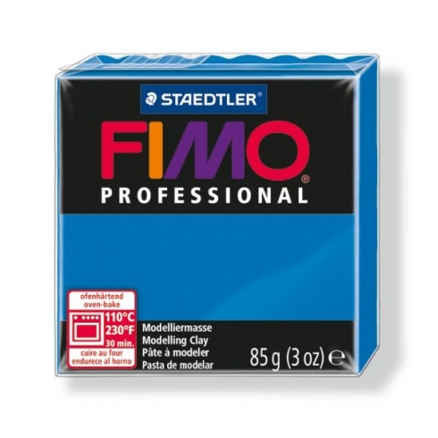Fimo Professional Knete in reinblau, Modelliermasse 85g Normalblock