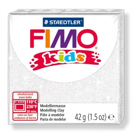 FIMO Kids Knete - glitter weiss, Modelliermasse 42g