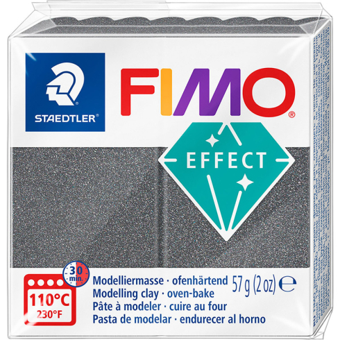 Fimo Effect Knete - Metallicfarbe grau, Modelliermasse 57g