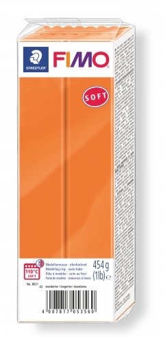 Fimo Soft Knete in mandarine, Modelliermasse 454g Großblock