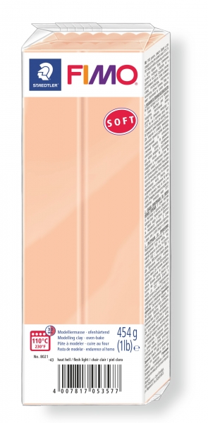 Fimo Soft Knete in haut/rosé, Modelliermasse 454g Großblock