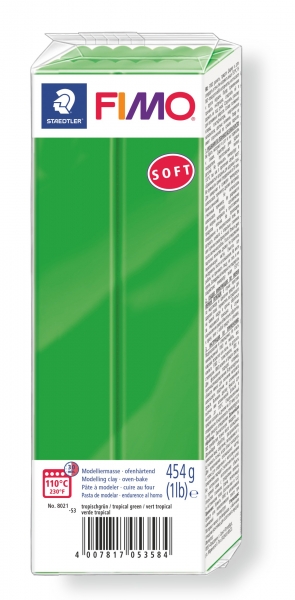 Fimo Soft Knete in tropischgrün, Modelliermasse 454g Großblock