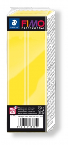 Fimo Professional Knete in zitronengelb, Modelliermasse 454g Großblock