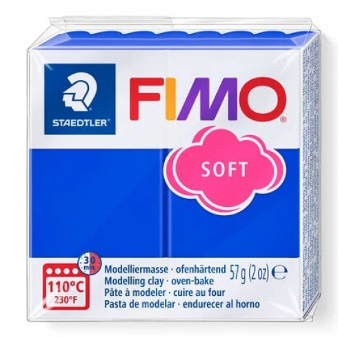 Fimo Soft Knete - brillantblau, Modelliermasse 57g Normalblock