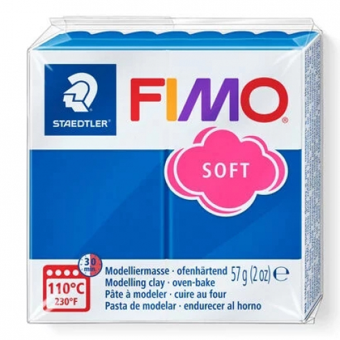 Fimo Soft Knete - pazifikblau, Modelliermasse 57g Normalblock