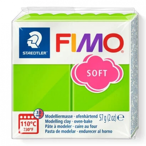 Fimo Soft Knete - apfelgrün, Modelliermasse 57g Normalblock