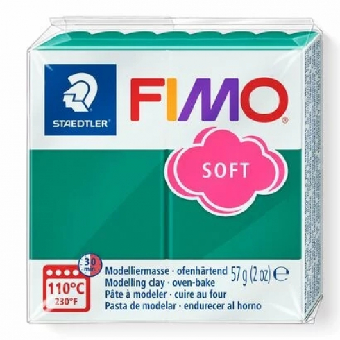 Fimo Soft Knete - smaragd, Modelliermasse 57g Normalblock