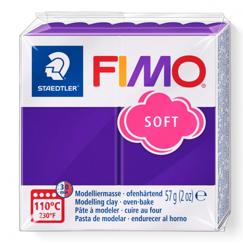 Fimo Soft Knete - pflaume, Modelliermasse 57g Normalblock