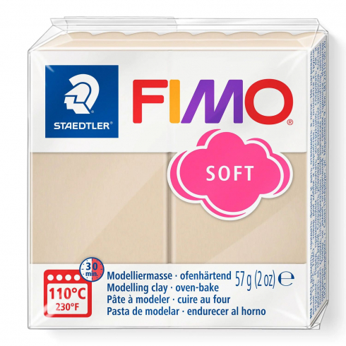 Fimo Soft Knete - sahara, Modelliermasse 57g Normalblock