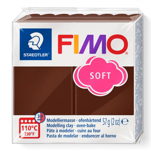 Fimo Soft Knete - schokolade, Modelliermasse 57g Normalblock