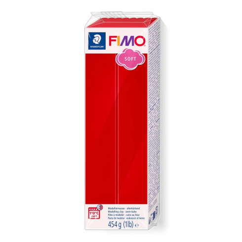 Fimo Soft Knete in xmas rot, Modelliermasse 454g Großblock