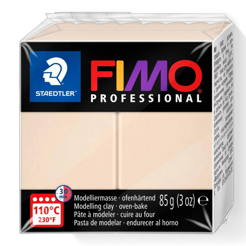 Fimo Professional Knete in beige, Modelliermasse 85g Normalblock