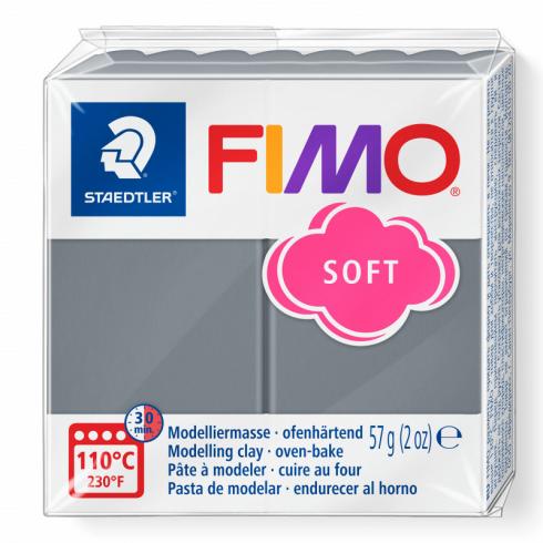 Fimo Soft Knete - stormy grey, Modelliermasse 57g Normalblock...