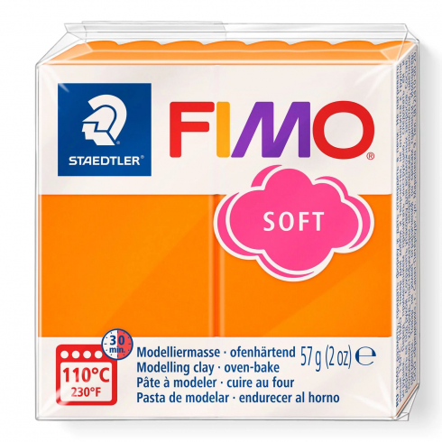 Fimo Soft Knete - mandarine, Modelliermasse 57g Normalblock