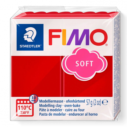 Fimo Soft Knete - weihnachtsrot, Modelliermasse 57g Normalblock