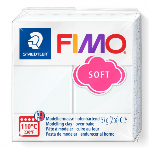 Fimo Soft Knete - weiss, Modelliermasse 57g Normalblock