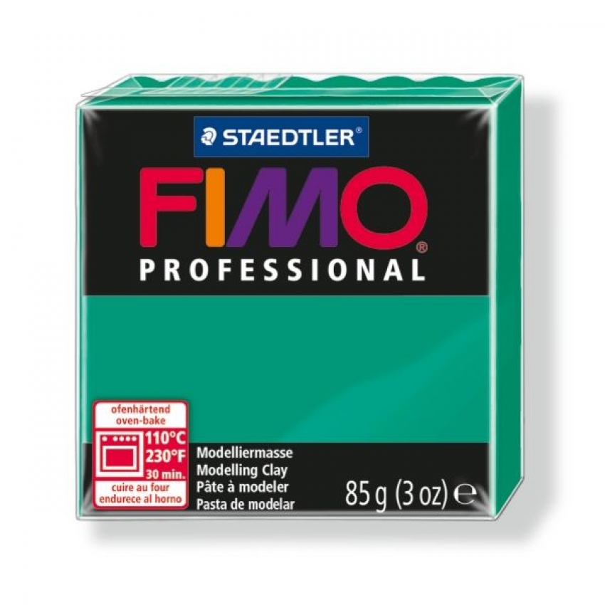 Fimo Professional Knete in reingrün, Modelliermasse 85g Normalblock