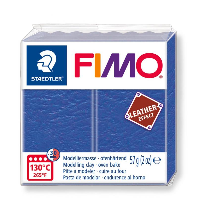 Fimo Leder Knete - indigo, Modelliermasse 57g Normalblock