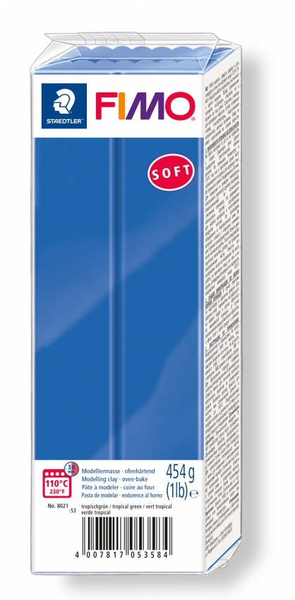 Fimo Soft Knete in brillantblau, Modelliermasse 454g Großblock