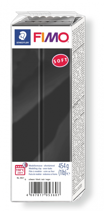 Fimo Soft Knete in schwarz, Modelliermasse 454g Großblock